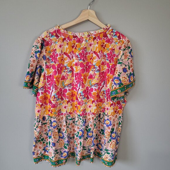 Umgee Boho Bright Floral Multicolor Blouse - Picture 5 of 9